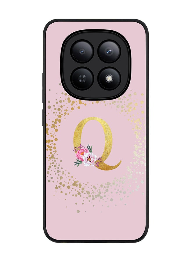 For Xiaomi Redmi Note 15 5G / Poco M8 Case,Slim fit Camera Protection, Shockproof Thin Phone cover  - Custom Monogram Floral - Q  (Pink )