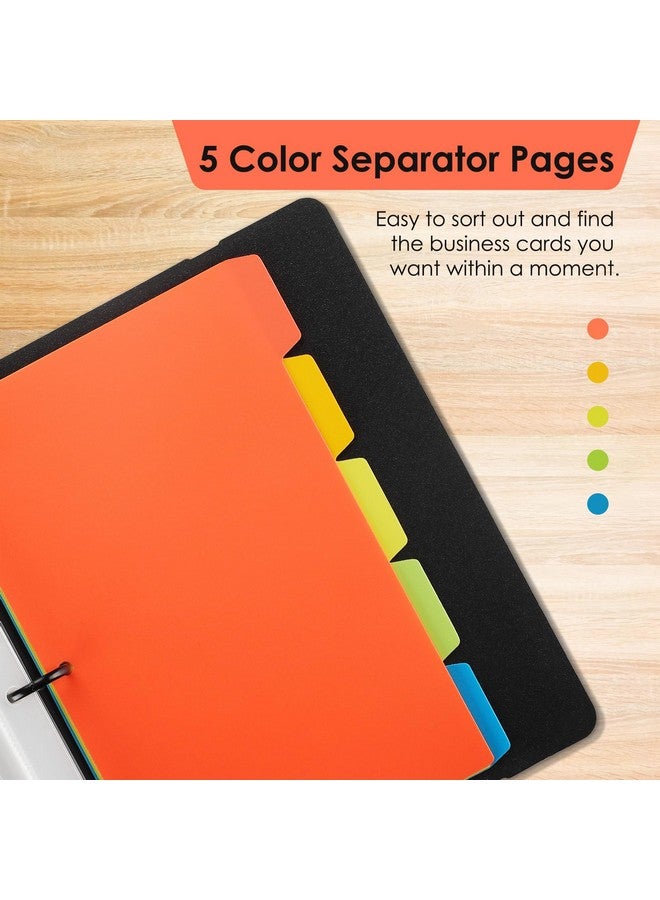 MaxGear Business Card Organizer, Business Card Holder Book For Men & Women, Portable Business Card Holders Name Cards Holder Credit Card Binder File, 5 Color Index Tabs, Capacity: 180 Cards, Black - Image 2