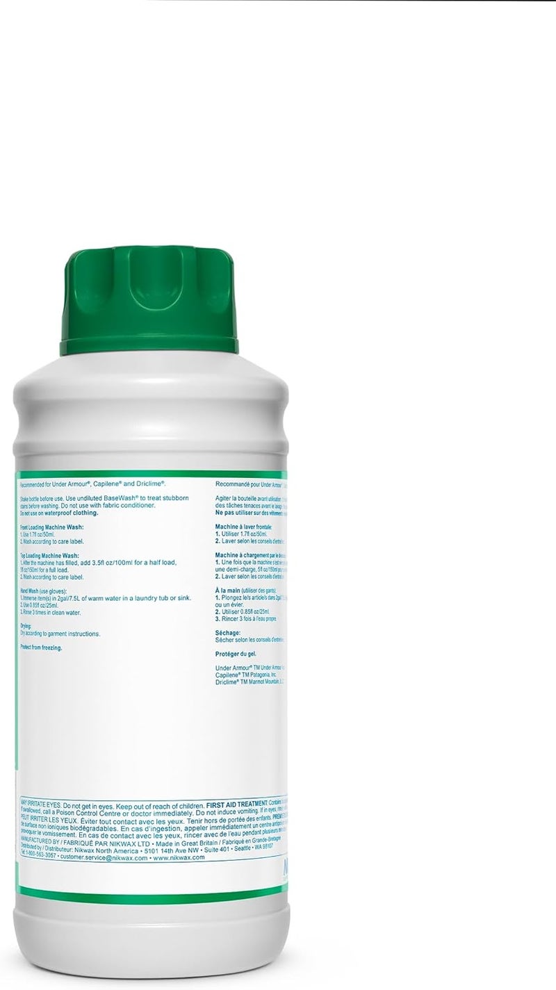 Nikwax BaseWash Deodorizing Cleaner for Sports Clothing & Activewear - 1000 ml - Image 2