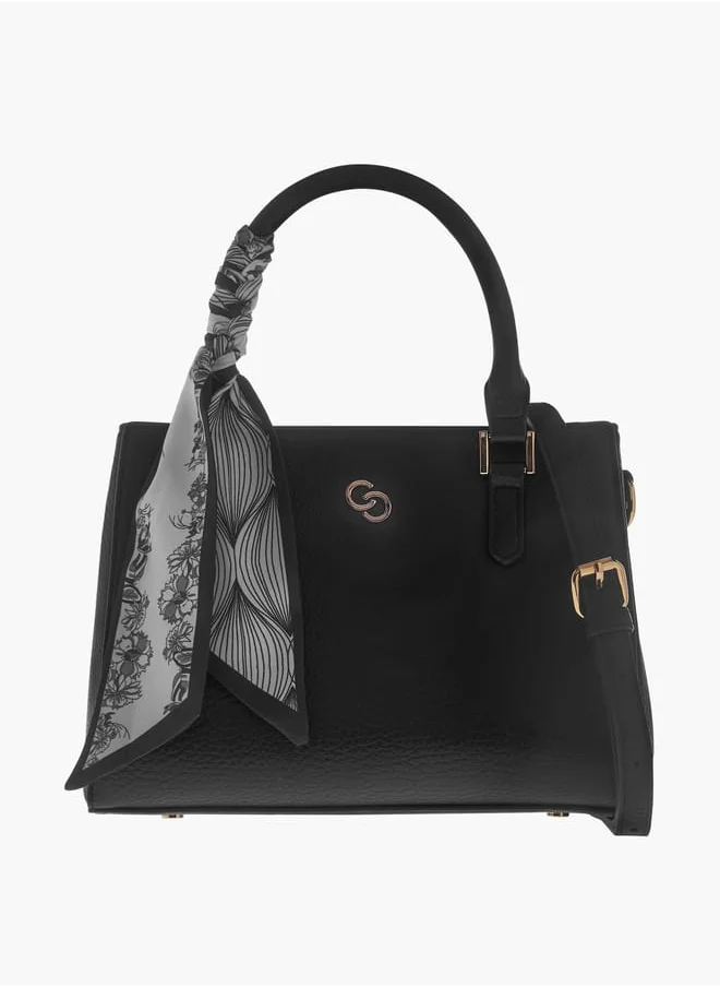 سيليست Womens Textured Tote Bag With Scarf Detail And Zip Closure