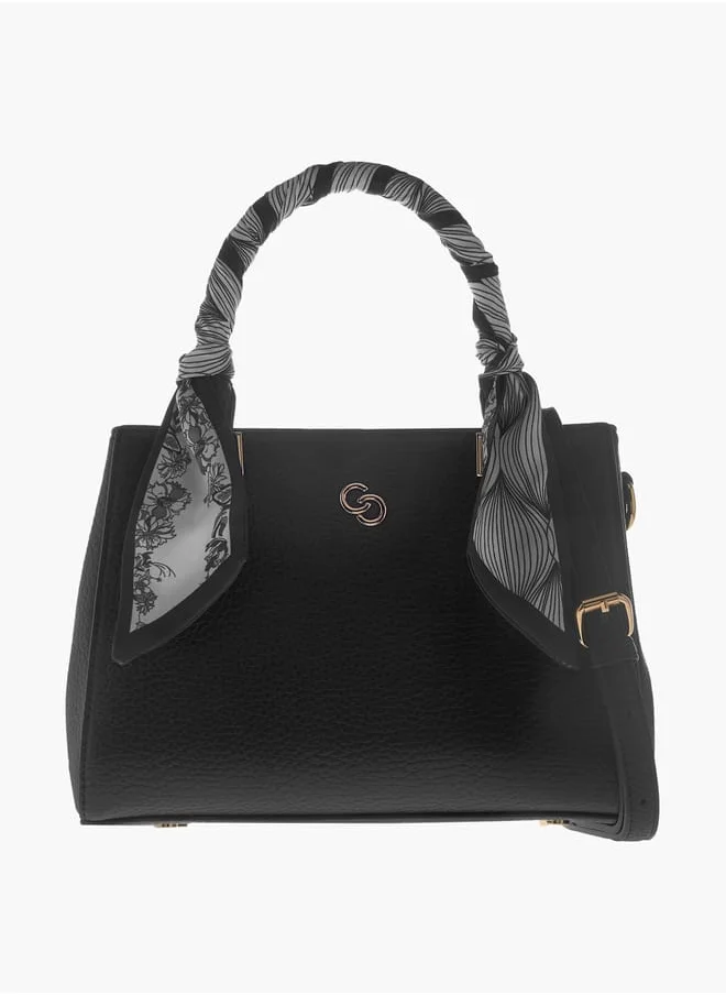 سيليست Womens Textured Tote Bag With Scarf Detail And Zip Closure