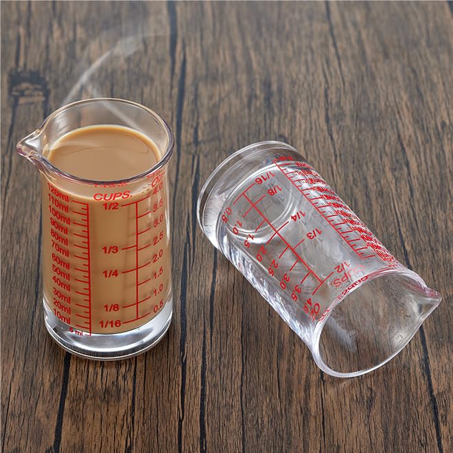 Ackers BORO3.3 Ackers 4oz Glass Measuring Cup – Shot Glass with Ounce,Ml,Cups Markings for Kitchen & Bar(Red Line) - Image 3