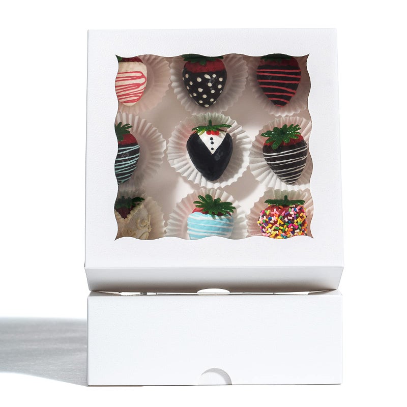 RomanticBaking 14pcs 7" x 7" x 2 1/2" Inches Bakery Boxes with Window for Pie, Cookies, Chocolate Covered Strawberries, Cakesickle, Brownies - Image 1