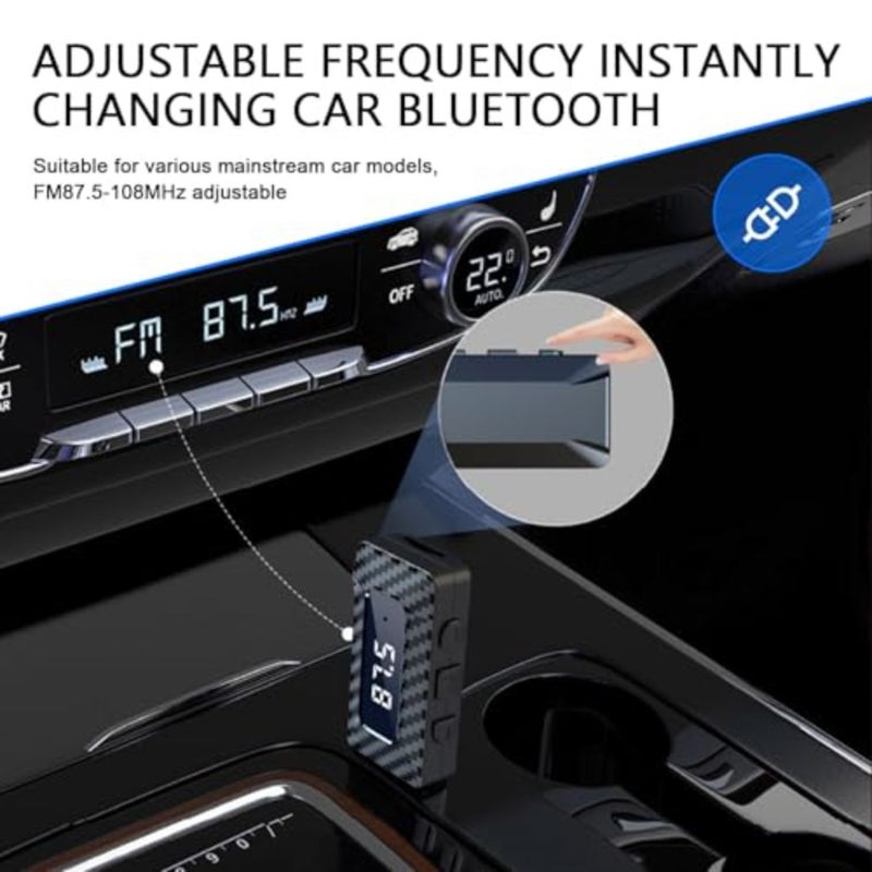 USB Bluetooth Receiver for Car, Bluetooth 5.3 Wireless Audio Adapter with 3.5mm Aux Jack, USB Power Supply, FM+AUX Transmitting Signal Receiver for Car Stereo, Home Stereo, PC, Black - Image 2