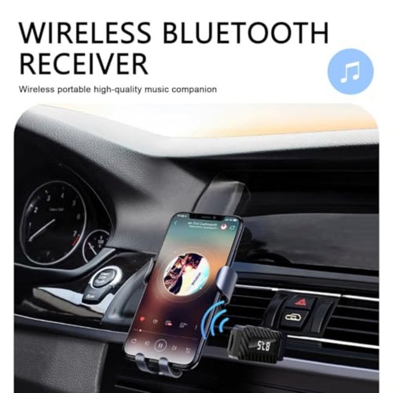 USB Bluetooth Receiver for Car, Bluetooth 5.3 Wireless Audio Adapter with 3.5mm Aux Jack, USB Power Supply, FM+AUX Transmitting Signal Receiver for Car Stereo, Home Stereo, PC, Black - Image 3