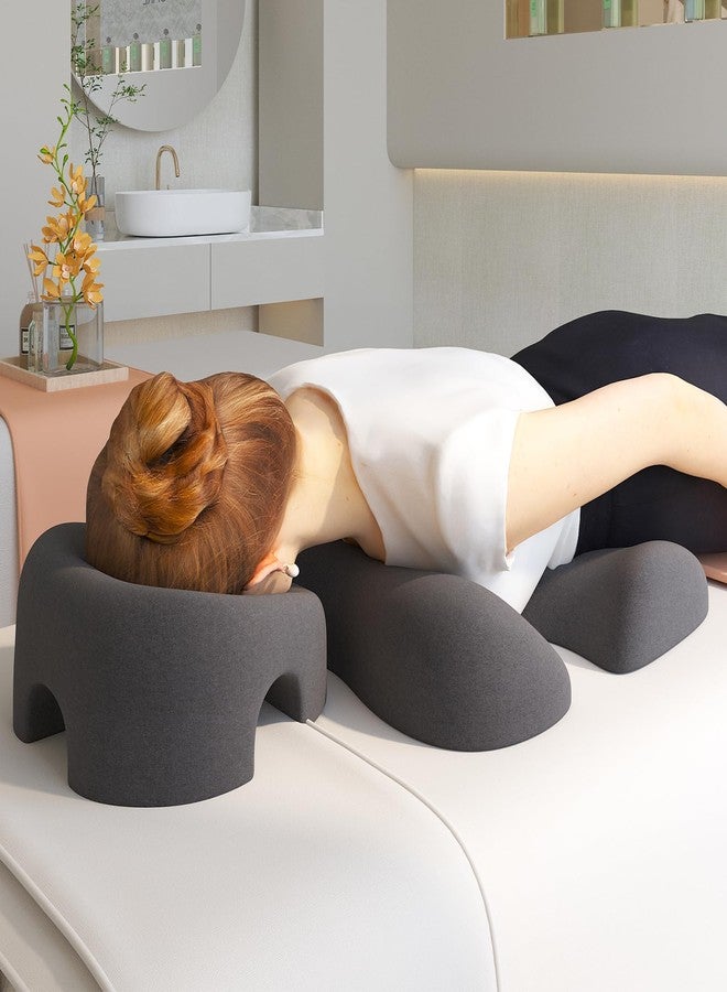 KONOVOLY Breast Pillow and Face Down Pillow for Massage Set, Women's Massage Bolster Sleeping for Bed with Non-Slip Bottom, Home Head Chest Cushion for SPA-Dark Gray - Image 2