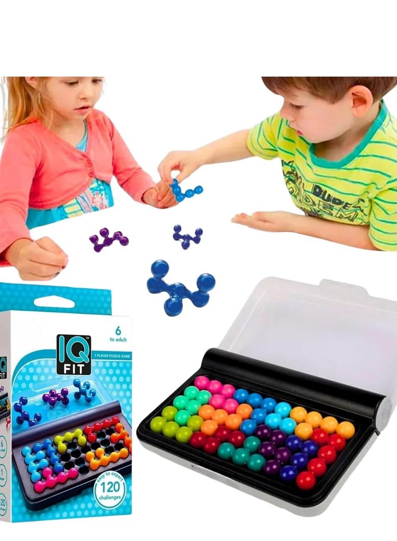 لعبة لوحية للسفر IQ Fit ثلاثية الأبعاد | ١٢٠ تحديًا لتحفيز العقل، ألغاز منطقية للأطفال والكبار | لعبة لوحية STEM للأعمار من ٦ سنوات فما فوق | لعبة لوحية صغيرة الحجم وسهلة الحمل للسفر، مثالية للعائلات - Image 1