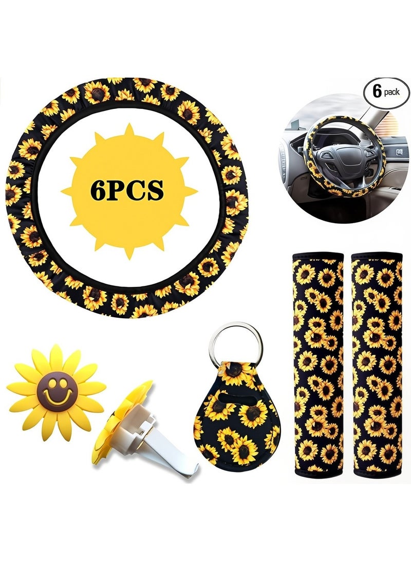 Generic 6 Pieces Sunflower Car Accessories Set  - Image 1