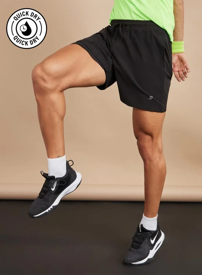 Styli Active black Solid 2In1 Training 7Inch Shorts for Men | Best Price UAE
