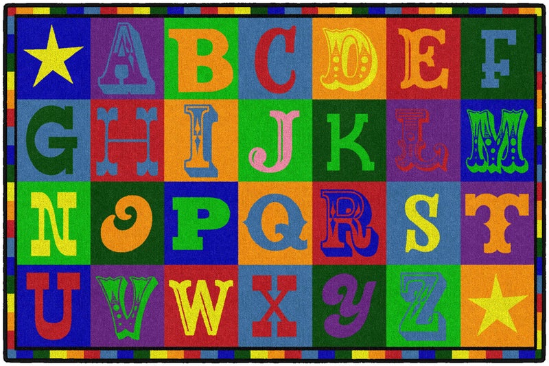Flagship Carpets Early Blocks Colorful ABC Alphabet Childrens Rug for Classroom or At Home Educational Learning Area Playroom Kids Bedroom Mat 4 x 6 Multicolor