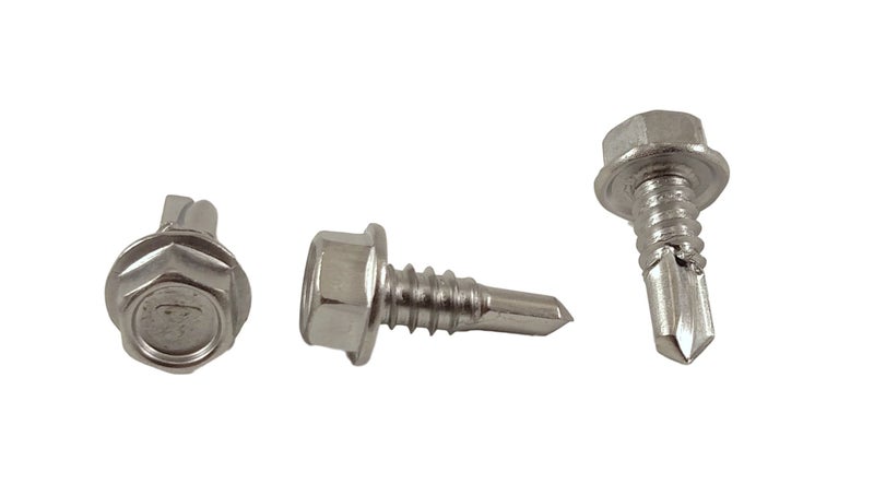Chenango Supply Stainless #14 x 3/4" Hex Washer Head Self Drilling Sheet Metal Tek Screws with Drill Point, (3/4" to 2-1/2" Lengths in Listing) 50 Pieces (#14 x 3/4 inch) - Image 5