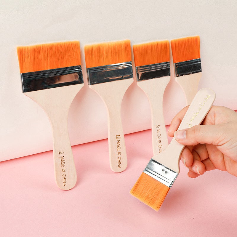 YIXUAN Yellow wool nylon plate brush 12 PCs suit oil painting brush cleaning brush barbecue brush paint brush factory wholesale - Image 1