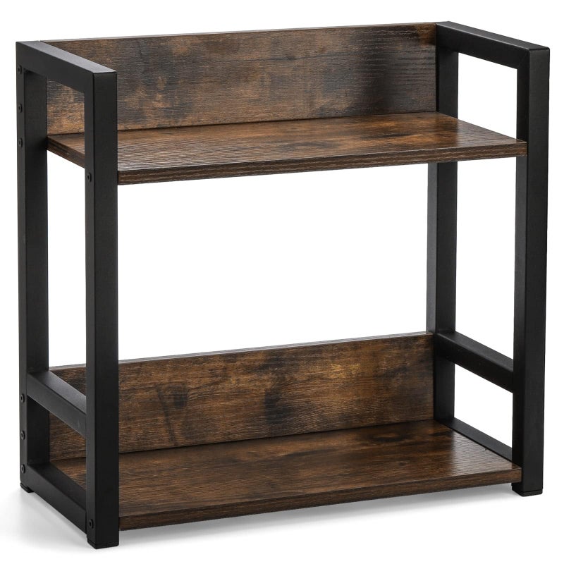 Youeon Youeon Wooden Coffee Bar Organizer 157x7x152 in 2 Tier Kitchen Countertop Organizer for Coffee Bar Accessories Wooden Shelf for Spice Jars Condiment Syrup Bottles Kitchen Office