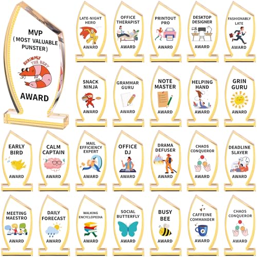 Cinnvoice 25 Pcs Funny Employee Appreciation Awards Gifts Bulk Clear Small Acrylic Thank You Trophies Reward Motivational Team Gifts for Office Coworker Staff RecognitionOval - Image 1