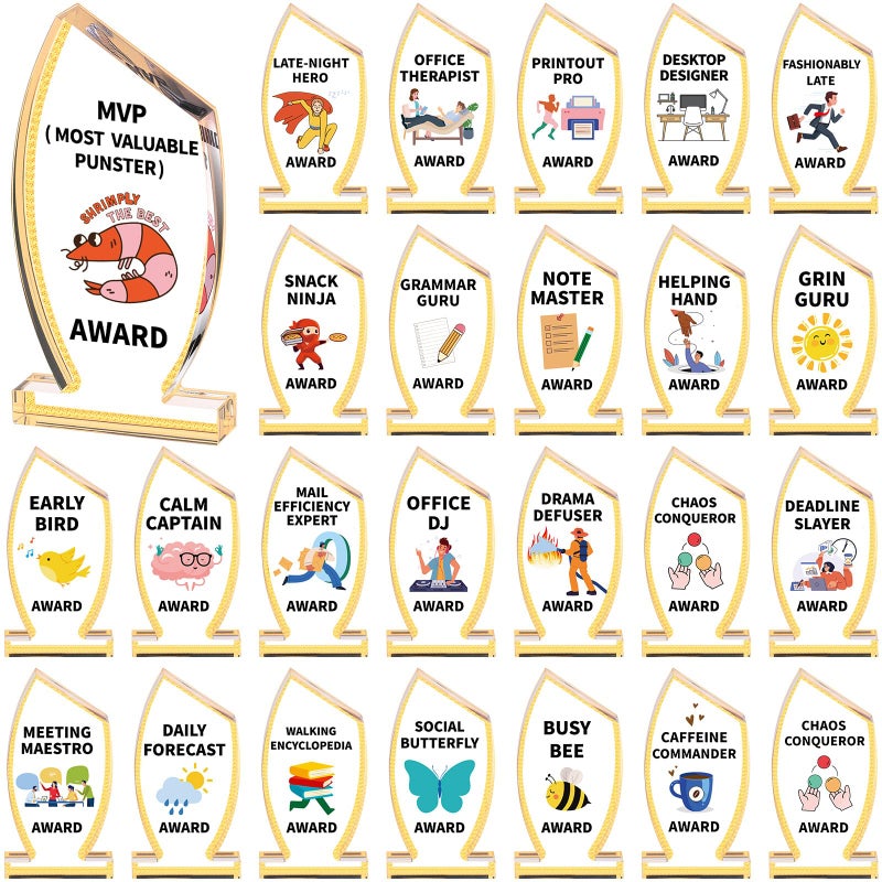 Cinnvoice 25 Pcs Funny Employee Appreciation Awards Gifts Bulk Clear Small Acrylic Thank You Trophies Reward Motivational Team Gifts for Office Coworker Staff RecognitionOval - Image 2