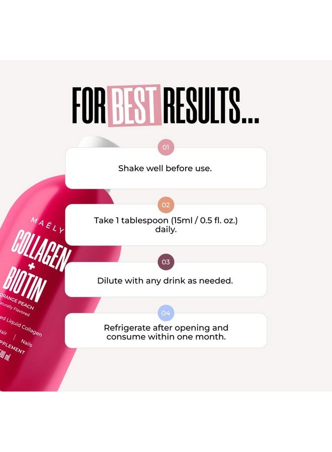 Maelys MAËLYS Super Charged Liquid Collagen for Women - Collagen Peptides Supplement with Biotin for Hair, Skin and Nails - Liquid Hydrolyzed Collagen Peptides, Orange Peach - Image 4