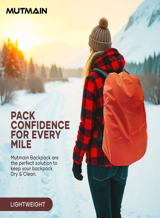MUTMAIN غطاء حقيبة MUTMAIN مقاوم للماء، سعة 25 لترًا إلى 35 لترًا، مطلي بمادة البولي يوريثين، غطاء مطري لحقيبة الظهر مع مشبك قابل للتعديل، مقاوم للغبار، مناسب لحقائب المدارس، وحقائب الكمبيوتر المحمول، وحقائب المكتب (برتقالي) - Image 5