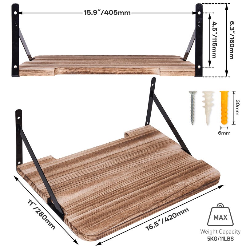 BEARUT Projector Shelf,16.2" x 11"(L*W),Router Wall Mount Floating Shelf,Projector Mount Rack Holder,Modem Cable Box for Xbox Series PS5 PS4 Wood SS1 - Image 2