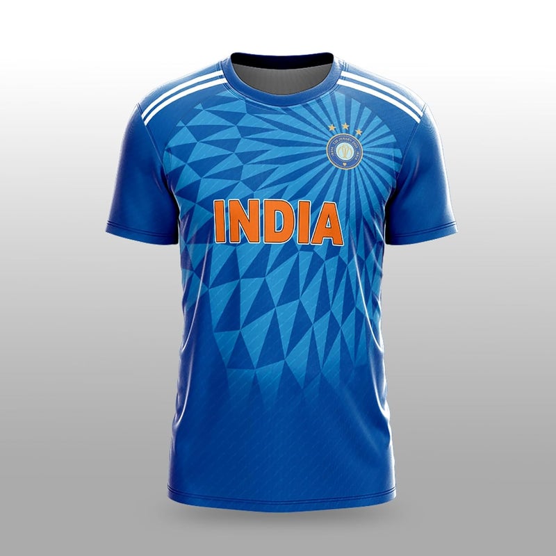 YOURJERSEY قميص كريكيت الهند T20 2023 - مخصص باسم ورقم مخصص | مقاسات للأطفال والرجال والنساء - Image 3
