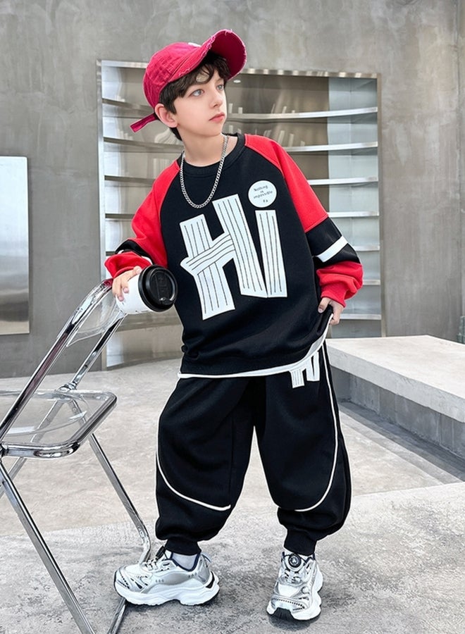 تايك تو طقم من سويت شيرت بنمط كتل الالوان مع جوغر - Image 2