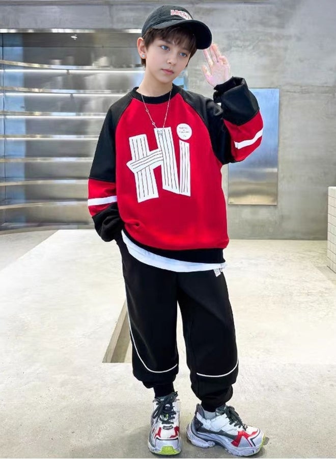 تايك تو طقم من سويت شيرت بنمط كتل الالوان مع جوغر - Image 4