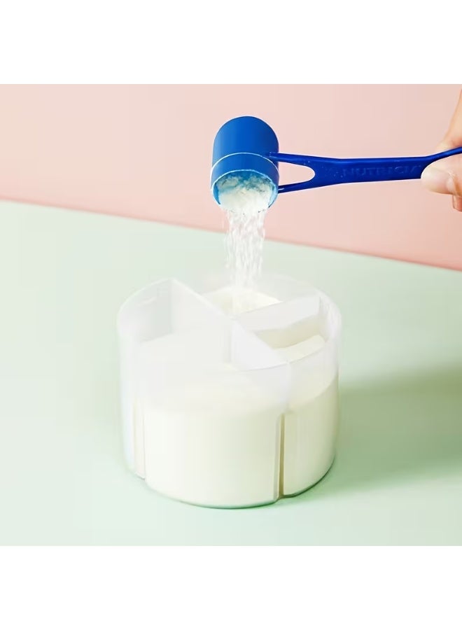 LCAREMOM Baby Formula Dispenser, 4 Compartments Rotating Portable Milk Powder Container Leak Proof Travel Snack Storage Box for Infant Toddler BPA Free Easy Clean White - Image 4