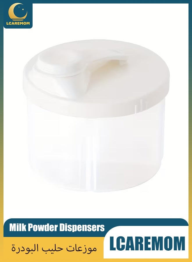 LCAREMOM Baby Formula Dispenser, 4 Compartments Rotating Portable Milk Powder Container Leak Proof Travel Snack Storage Box for Infant Toddler BPA Free Easy Clean White - Image 1