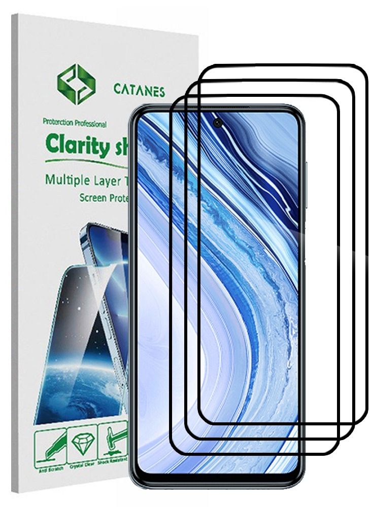 CATANES 3 Pack For Xiaomi Redmi Note 9 Pro Max Screen Protector Tempered Glass Full Glue Back - Image 1