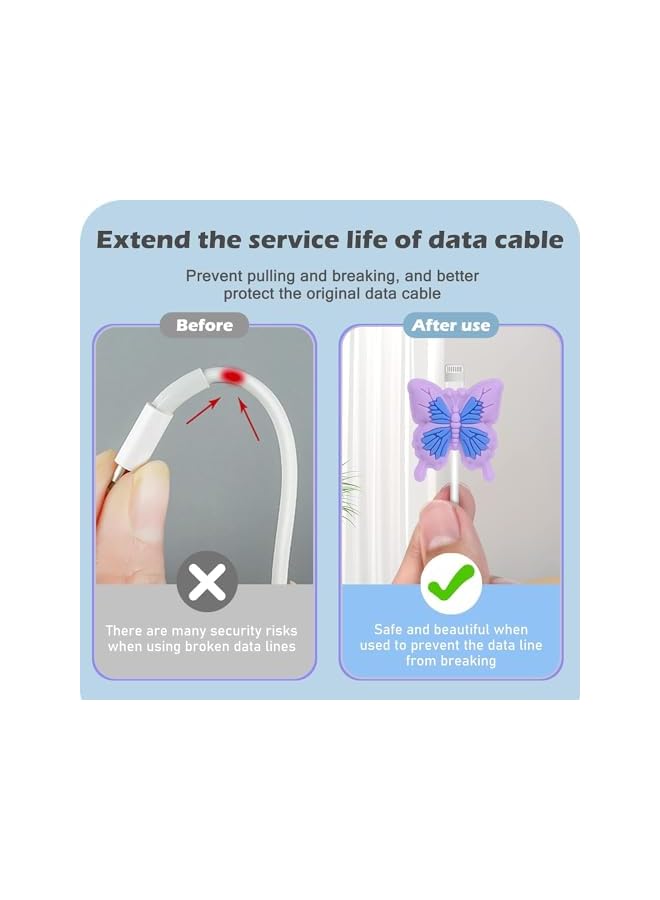 promass Cable Protector for iPhone Type-c Charger,Cute Lovely Cartoon 3D Butterfly Design 3 PCS Set Silicone Phone Cable Protector,Charging Cord Protector,Cable Chomper,Charger Saver for Women Girls - Image 4