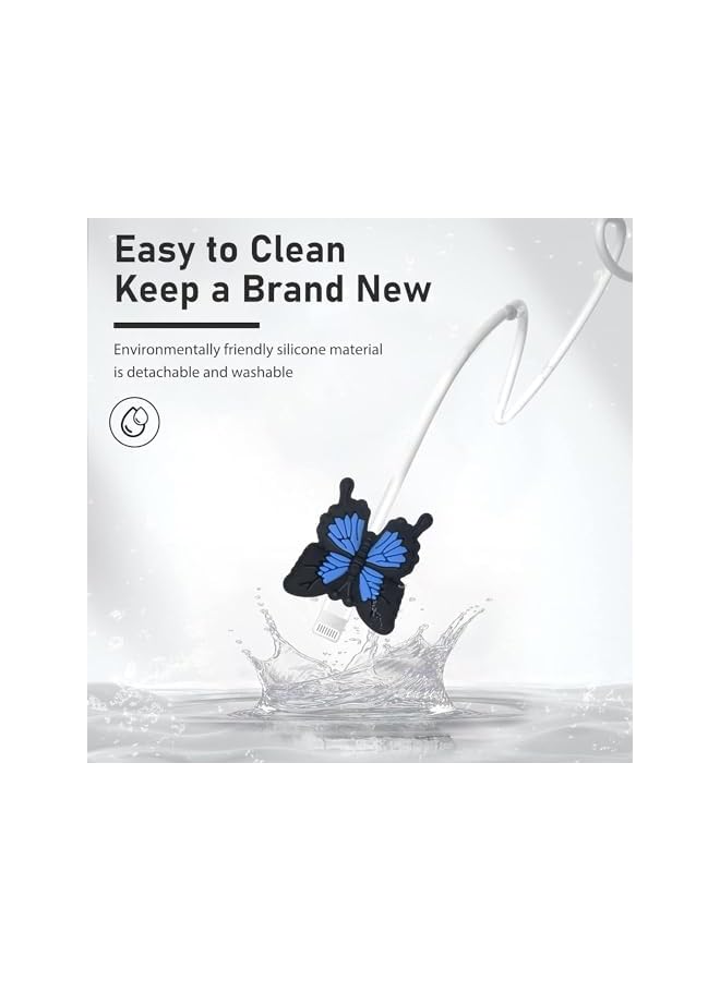 promass Cable Protector for iPhone Type-c Charger,Cute Lovely Cartoon 3D Butterfly Design 3 PCS Set Silicone Phone Cable Protector,Charging Cord Protector,Cable Chomper,Charger Saver for Women Girls - Image 2