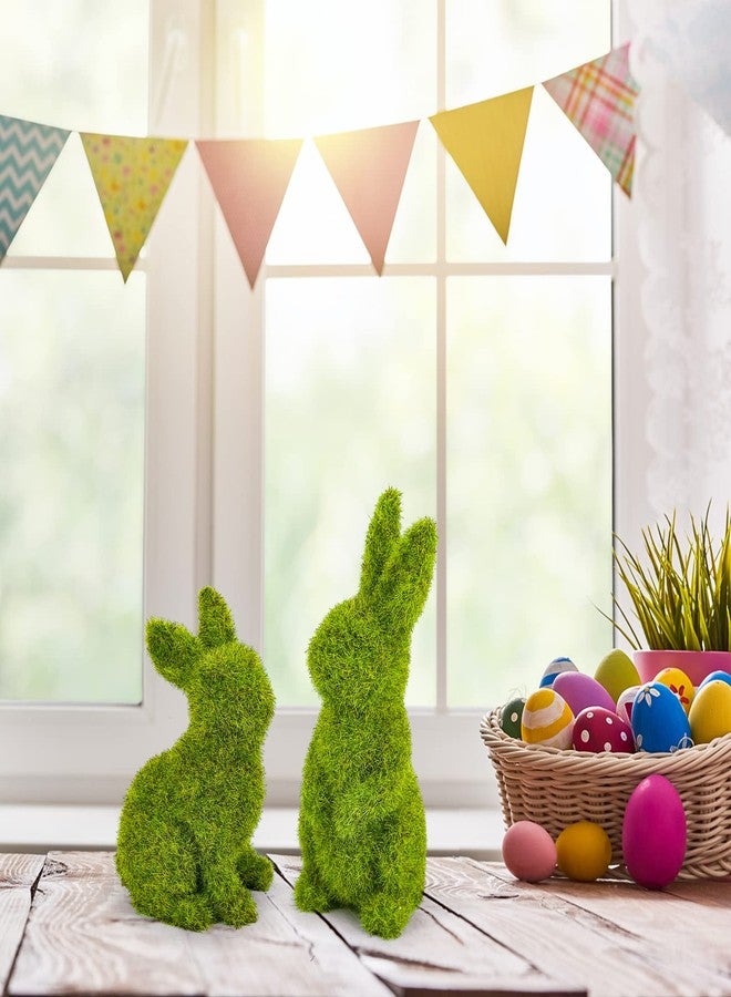 MicoSim Easter Bunny Decorations,Resin Moss Bunny Figurine,Garden Artificial Moss Rabbit Easter Décor Easter Party Favors Gifts(Small01-2pcs) - Image 5