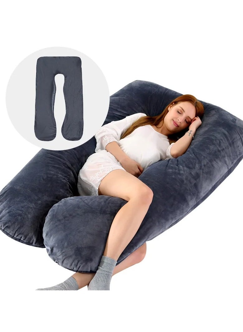 F.A.M.S U Shape Velvet Pregnancy Pillow - Luxurious Maternity Support Pillow for Comfort and Back Relief  - Image 1