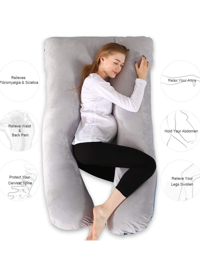 F.A.M.S U Shape Velvet Pregnancy Pillow - Luxurious Maternity Support Pillow for Comfort and Back Relief  - Image 4