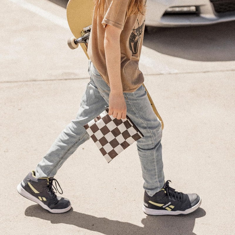 Tiny Twinkle 5 Pack Reusable Snack Bags - Machine Washable, PFAS, PVC, BPA, Phthalate-Free Reusable Baby and Toddler Food Safe Snack Bags (Checkers Black Green) - Image 5