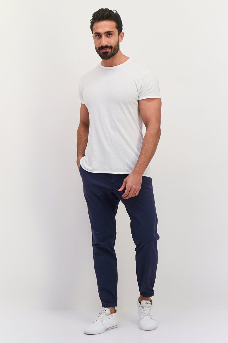 GAP Men Regular Fit Solid Jogger Pants, Navy - Image 2