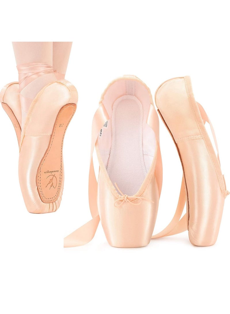Y&D Ballet Pointe Shoes Pink Professional Dance Soft Shank Satin with Sewn Ribbon for Girls Women all Dancers Sise 36(23cm) - Image 2