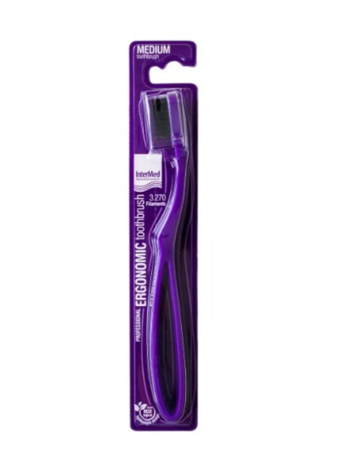 interMed Ergonomic Toothbrush, Medium Bristles, Purple