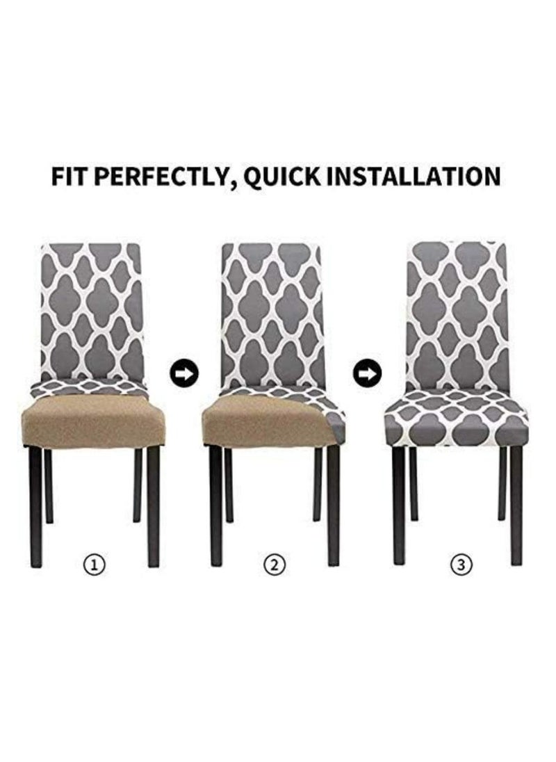 Pack of 4 Stretch Dining Chair Polyester Fabric Slipcovers Washable Removable Chair Slipcover Dining Chair Protector Cover, For Kitchen, Dining Room (Grey Print) - pzsku/ZAAE5878ECADC7E63F790Z/45/_/1723268430/58fa57f0-094b-4769-b2fb-ced08dcbc120