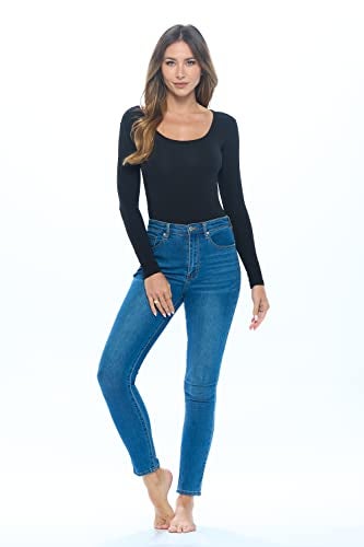 Natural Uniforms Long Sleeve Scoop Neck Body Suit (Black, Medium) - Image 3