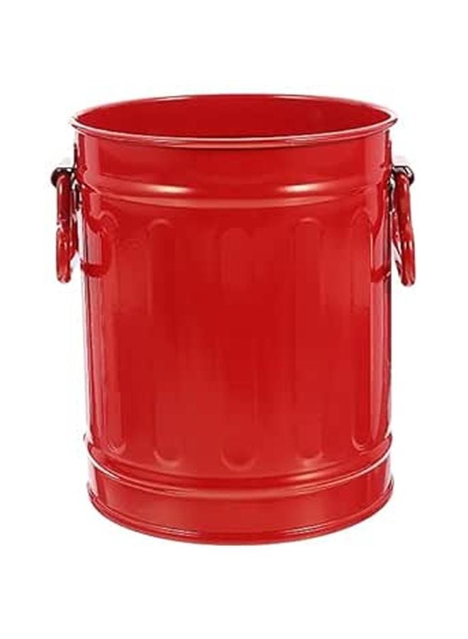 Creative Iron Trash Can Multi Functional Desktop Waste Container For Makeup Brushes And Pens Red - Image 1