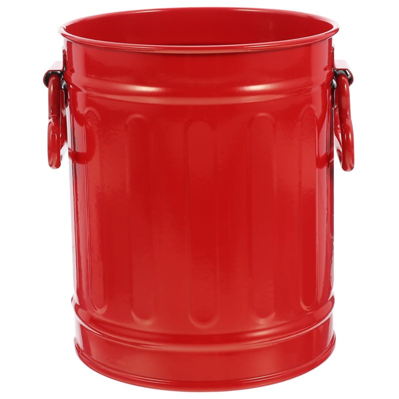 Creative Iron Trash Can Multi Functional Desktop Waste Container For Makeup Brushes And Pens Red - Image 2
