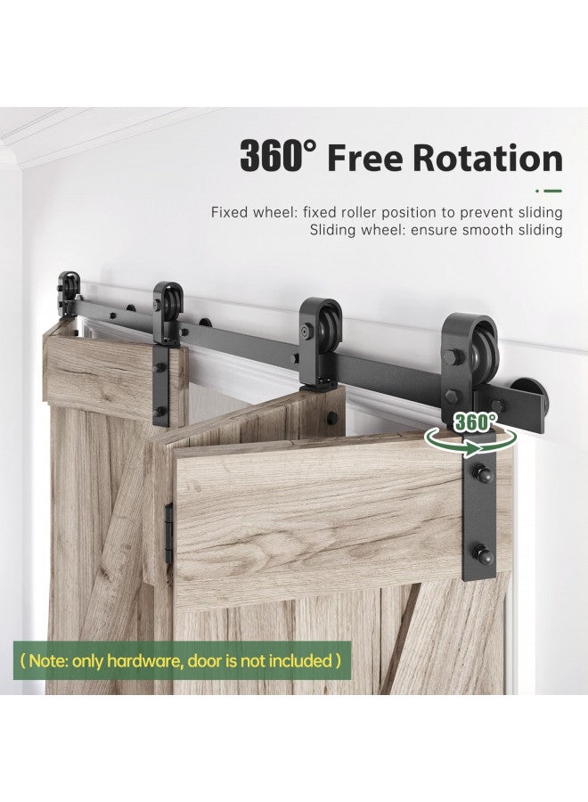 ROYMELO Roymelo 64" Bifold Sliding Barn Door Hardware Track Kit,Side Mounted Black Roller,Smoothly and Quietly,Assembly Easy,Fit Double 30" Bi-Folding Doors (Door Not Included)  - Image 3