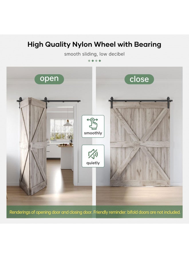 ROYMELO Roymelo 64" Bifold Sliding Barn Door Hardware Track Kit,Side Mounted Black Roller,Smoothly and Quietly,Assembly Easy,Fit Double 30" Bi-Folding Doors (Door Not Included)  - Image 4