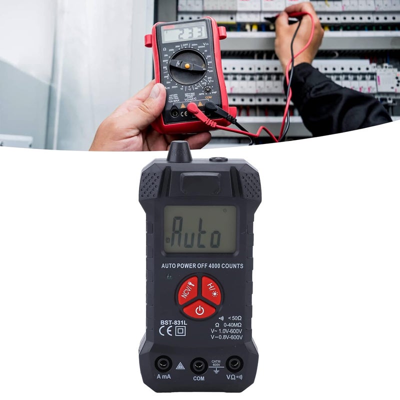 Digital Multimeter Tester, Automatic Range Switching Voltmeter, Intelligent LCD Resistance Meter with LED Light, 4000 Counts True RMS for Electricians and DIY Enthusiasts - Image 4