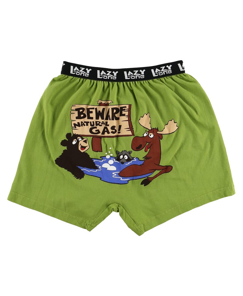 Lazy One Funny Animal Boxers, Novelty Boxer Shorts, Humorous Underwear, Gag Gifts for Men, Moose, Bear, Hot Tub (Beware of Natural Gas, X-Large) - Image 1