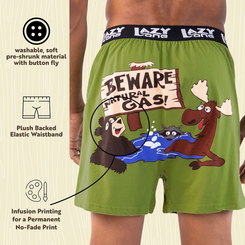 Lazy One Funny Animal Boxers, Novelty Boxer Shorts, Humorous Underwear, Gag Gifts for Men, Moose, Bear, Hot Tub (Beware of Natural Gas, X-Large) - Image 5