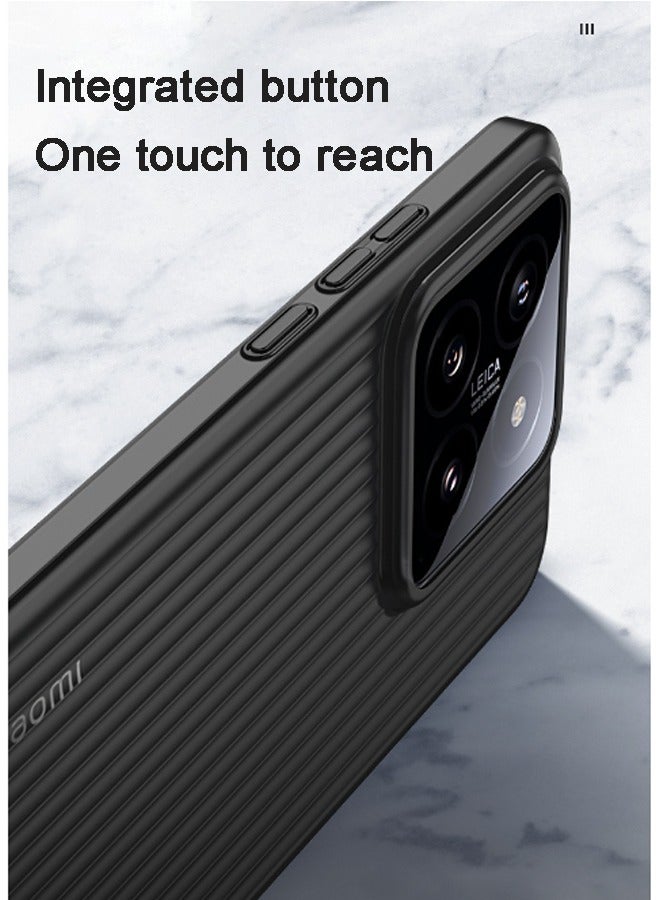 GKK Xiaomi 14 pro Case Cover Semi Transparent Black Shockproof Camera Len Protection Comfortable Touch Feel Hard Back Cover Phone Accessories Protector Corrugated Grating Suitcase Frosted PP Phone Case  - Image 3
