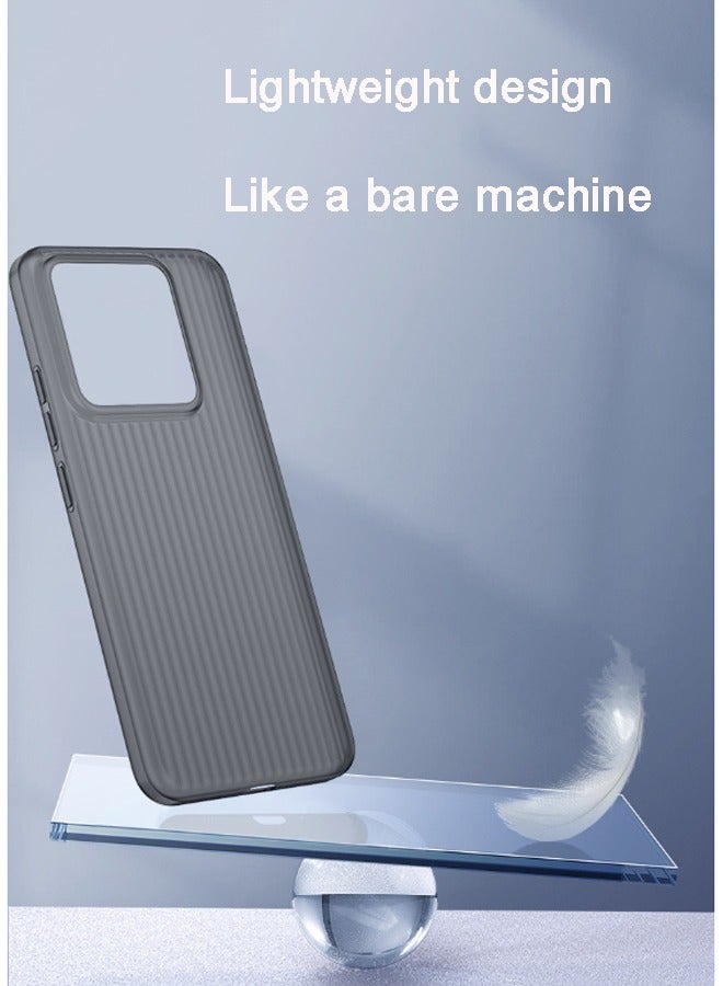 GKK Xiaomi 14 pro Case Cover Semi Transparent Black Shockproof Camera Len Protection Comfortable Touch Feel Hard Back Cover Phone Accessories Protector Corrugated Grating Suitcase Frosted PP Phone Case  - Image 5