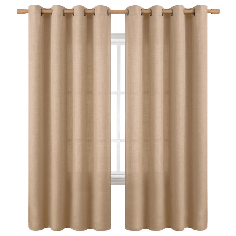 BGment الستائر المريلة 72 بوصة طويلة لغرفة المعيشة ستائر الكتان الكتان الخيش الخزان مصححة سميكة ترشيح الخصوص - Image 1