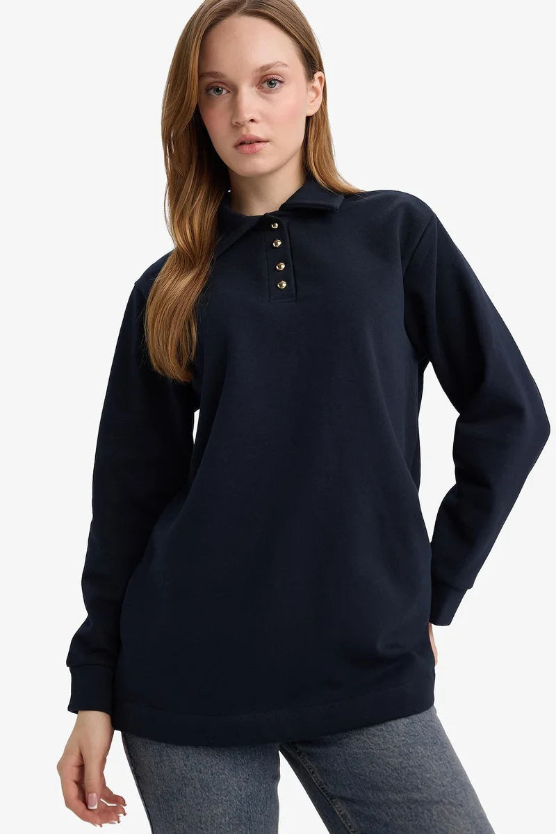 ديفاكتو Regular Fit Thick Fabric Long Sleeve Tunic